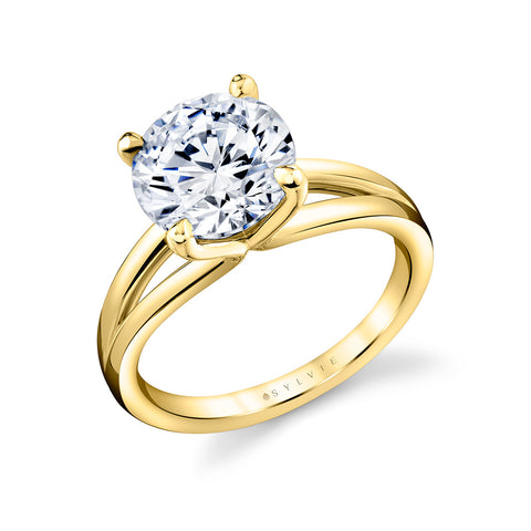 Round Cut Split Shank Engagement Ring - Kirby