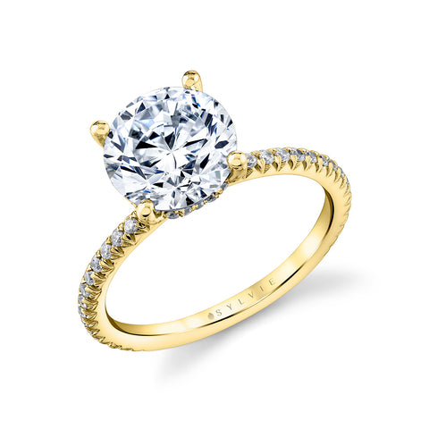Round Cut Classic Hidden Halo Engagement Ring - Renna