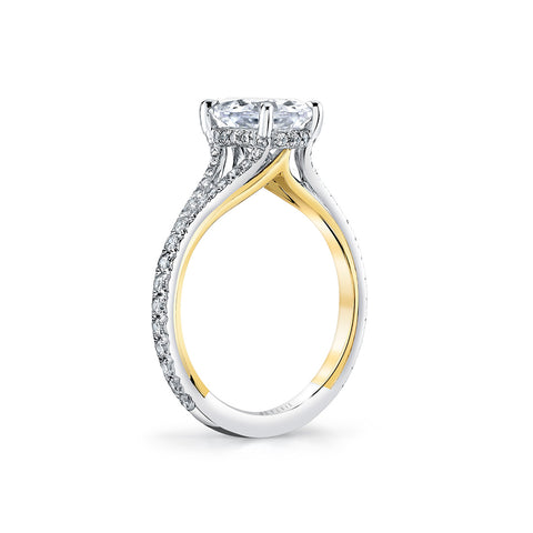 Iconelle Two Tone Shell Taper Engagement Ring - Whitney