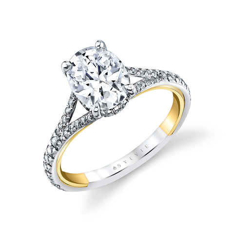Iconelle Two Tone Shell Taper Engagement Ring - Whitney