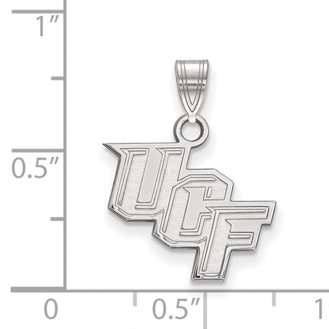 Copy of Sterling Silver Rhodium-plated LogoArt University of Central Florida U-C-F Small Pendant