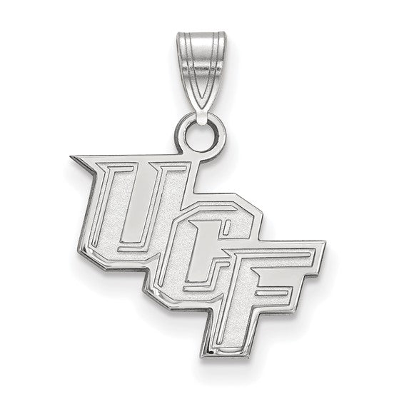 10k White Gold LogoArt University of Central Florida U-C-F Small Pendant