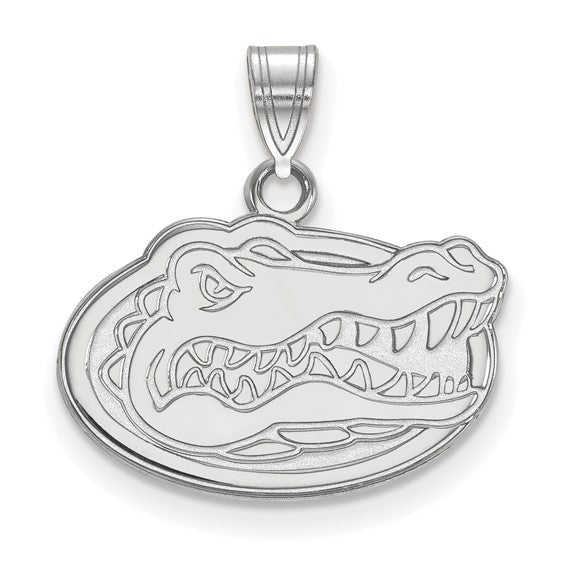 Sterling Silver Rhodium-plated LogoArt University of Florida Gator Small Pendant