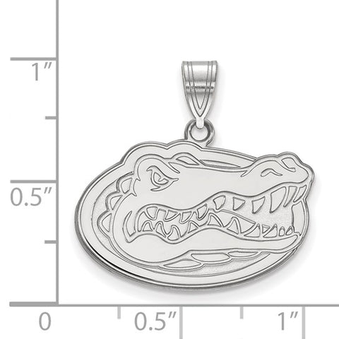 Sterling Silver Rhodium-plated LogoArt University of Florida Gator Medium Pendant