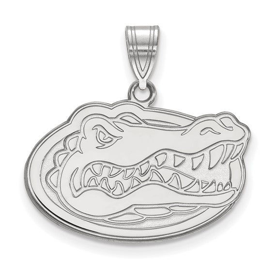 Sterling Silver Rhodium-plated LogoArt University of Florida Gator Medium Pendant