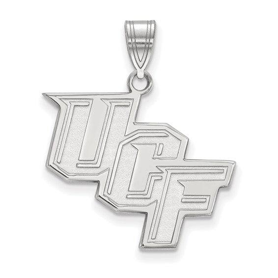 14k White Gold LogoArt University of Central Florida U-C-F Large Pendant