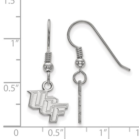 Sterling Silver Rhodium-plated LogoArt University of Central Florida U-C-F Extra Small Dangle Wire Earrings