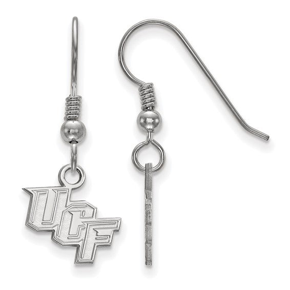 Sterling Silver Rhodium-plated LogoArt University of Central Florida U-C-F Extra Small Dangle Wire Earrings