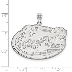 Sterling Silver Rhodium-plated LogoArt University of Florida Gator Extra Large Pendant