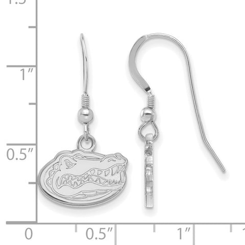 Sterling Silver Rhodium-plated LogoArt University of Florida Gator Extra Small Dangle Wire Earrings