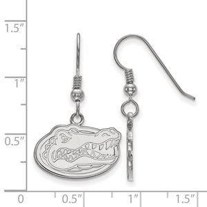 Sterling Silver Rhodium-plated LogoArt University of Florida Gator Small Dangle Wire Earrings