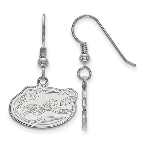 Sterling Silver Rhodium-plated LogoArt University of Florida Gator Small Dangle Wire Earrings