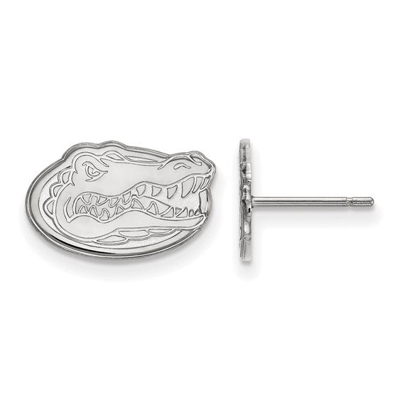 Sterling Silver Rhodium-plated LogoArt University of Florida Gator Extra Small Post Earrings