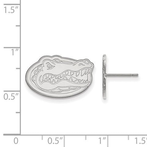 Sterling Silver Rhodium-plated LogoArt University of Florida Gator Small Post Earrings