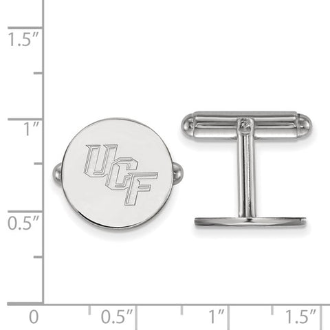 Sterling Silver Rhodium-plated LogoArt University of Central Florida U-C-F Cuff Links