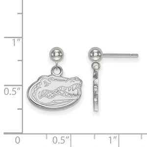 Sterling Silver Rhodium-plated LogoArt University of Florida Dangle Ball Post Earrings