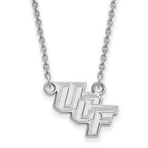 Sterling Silver Rhodium-plated LogoArt University of Central Florida U-C-F Small Pendant 18 inch Necklace