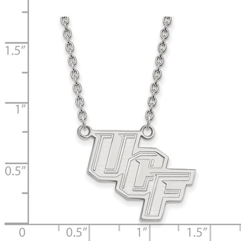 14k White Gold LogoArt University of Central Florida U-C-F Large Pendant 18 inch Necklace