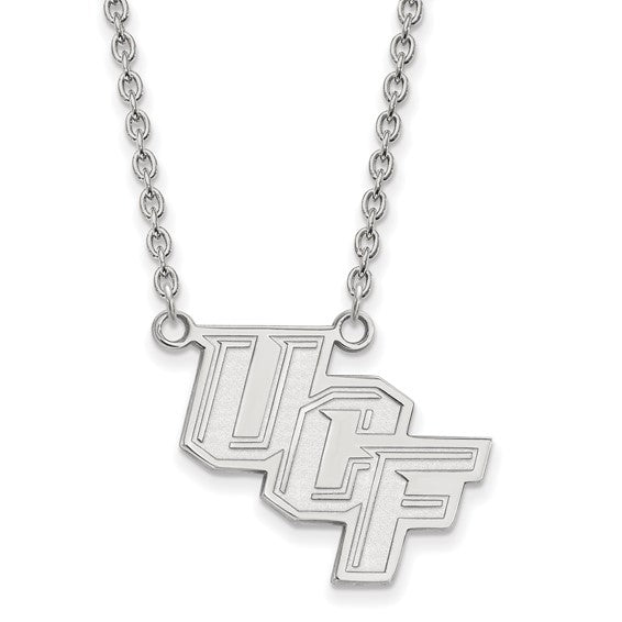 10k White Gold LogoArt University of Central Florida U-C-F Large Pendant 18 inch Necklace