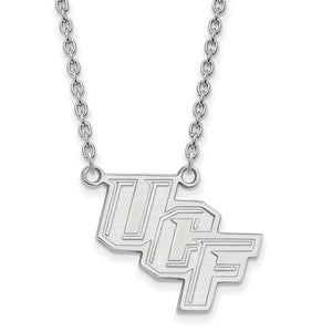 14k White Gold LogoArt University of Central Florida U-C-F Large Pendant 18 inch Necklace