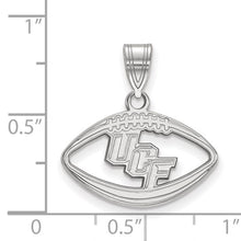 Load image into Gallery viewer, Sterling Silver Rhodium-plated LogoArt University of Central Florida U-C-F Football Pendant