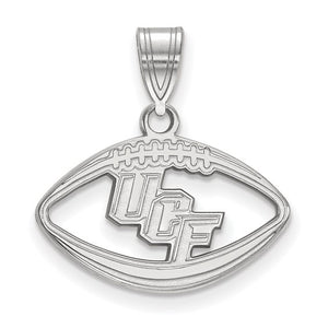 Sterling Silver Rhodium-plated LogoArt University of Central Florida U-C-F Football Pendant