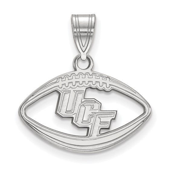 Sterling Silver Rhodium-plated LogoArt University of Central Florida U-C-F Football Pendant
