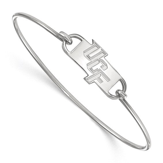 Sterling Silver Rhodium-plated LogoArt University of Central Florida U-C-F Small Center 7 inch Wire Bangle