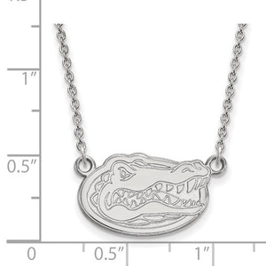 14k White Gold LogoArt University of Florida Gator Small Pendant 18 inch Necklace