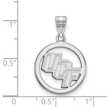 Load image into Gallery viewer, Sterling Silver Rhodium-plated LogoArt University of Central Florida U-C-F Medium Circle Pendant