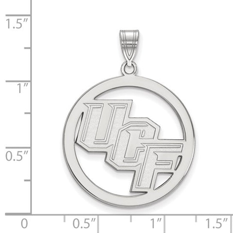 Sterling Silver Rhodium-plated LogoArt University of Central Florida U-C-F Extra Large Circle Pendant