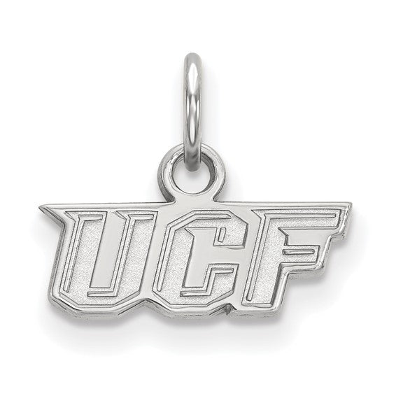Sterling Silver Rhodium-plated LogoArt University of Central Florida U-C-F Extra Small Pendant