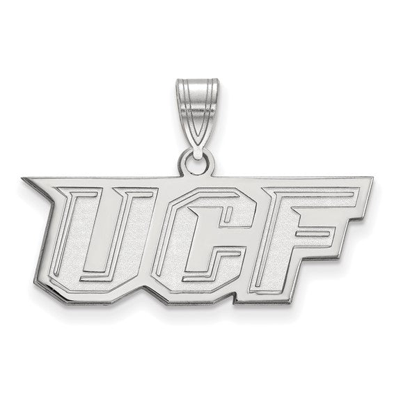 Sterling Silver Rhodium-plated LogoArt University of Central Florida U-C-F Medium Pendant