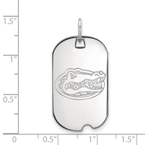 14k White Gold LogoArt University of Florida Gator Small Dog Tag Pendant