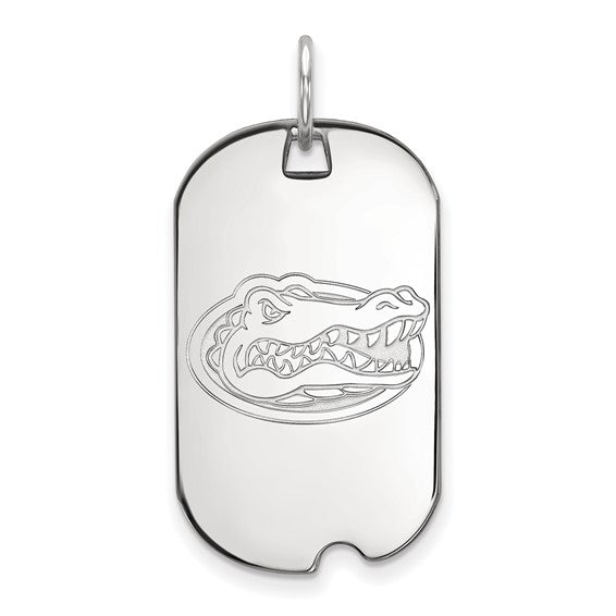 Sterling Silver Rhodium-plated LogoArt University of Florida Gator Small Dog Tag Pendant