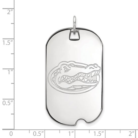 Sterling Silver Rhodium-plated LogoArt University of Florida Gator Large Dog Tag Pendant