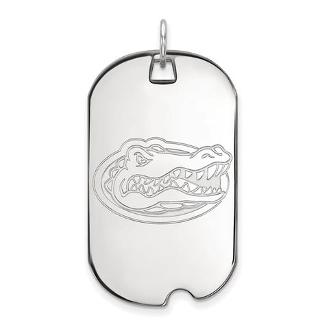 Sterling Silver Rhodium-plated LogoArt University of Florida Gator Large Dog Tag Pendant