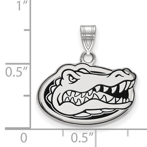 Sterling Silver Rhodium-plated LogoArt University of Florida Gator Small Enameled Pendant