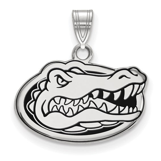 Sterling Silver Rhodium-plated LogoArt University of Florida Gator Small Enameled Pendant