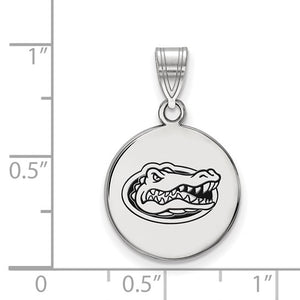 Sterling Silver Rhodium-plated LogoArt University of Florida Gator Medium Enameled Disc Pendant