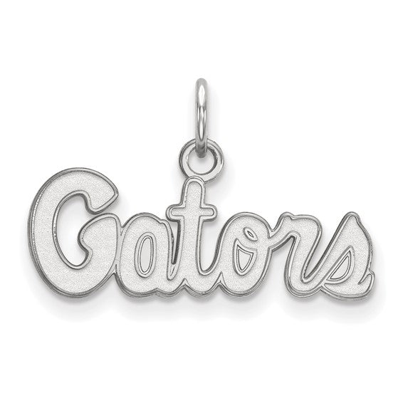 10k White Gold LogoArt University of Florida Gators Script Extra Small Pendant