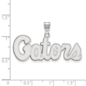 Sterling Silver Rhodium-plated LogoArt University of Florida Gators Script Medium Pendant