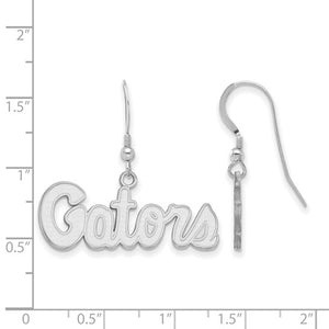 Sterling Silver Rhodium-plated LogoArt University of Florida Gators Script Small Dangle Wire Earrings