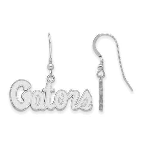 Sterling Silver Rhodium-plated LogoArt University of Florida Gators Script Small Dangle Wire Earrings