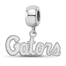 Load image into Gallery viewer, Sterling Silver Rhodium-plated LogoArt University of Florida Gators Script Extra Small Dangle Bead Charm