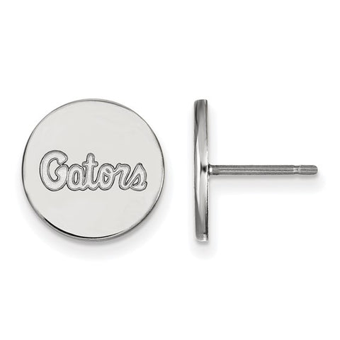 Sterling Silver Rhodium-plated LogoArt University of Florida Gators Script Small Disc Post Earrings