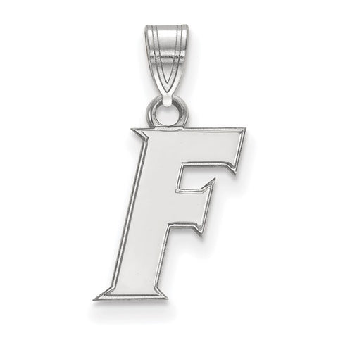 14k White Gold LogoArt University of Florida Letter F Small Pendant