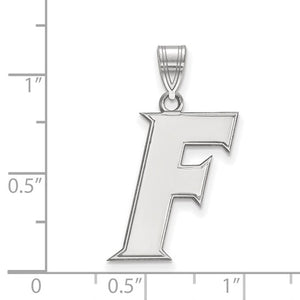 10k White Gold LogoArt University of Florida Letter F Large Pendant