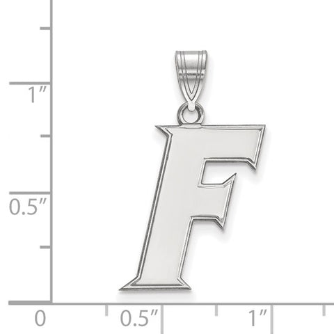 14k White Gold LogoArt University of Florida Letter F Large Pendant