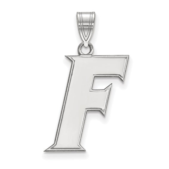 10k White Gold LogoArt University of Florida Letter F Large Pendant